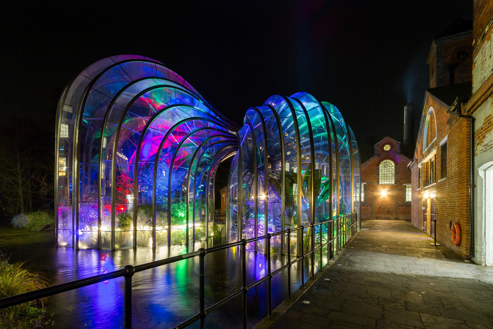 glasshouses-night glasshouses at night with lights inside